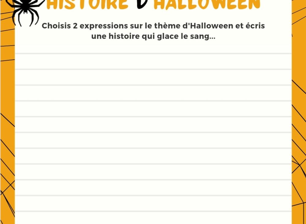fiche écriture histoire d'halloween