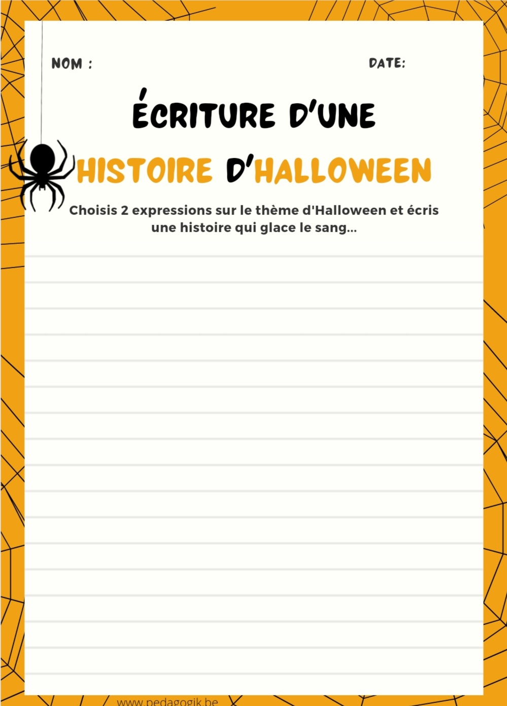 fiche écriture histoire d'halloween