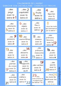 Calendrier de l&rsquo;Avent pour enrichir son vocabulaire