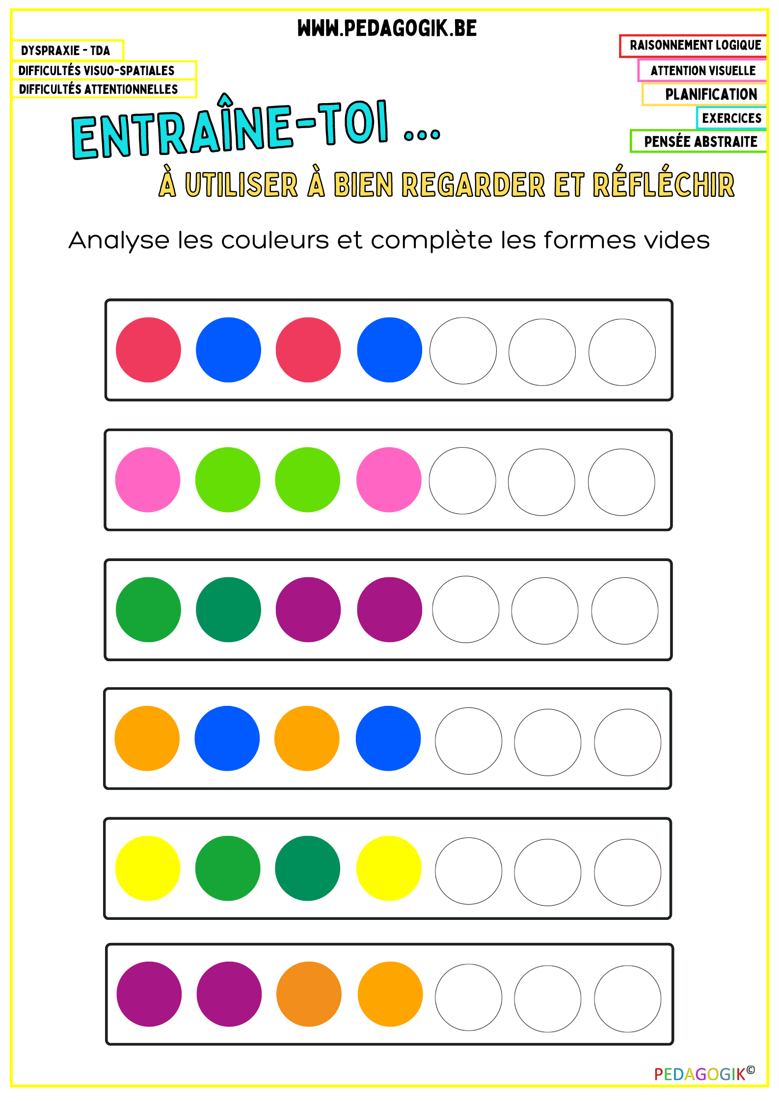 Exercice de raisonnement logique - Des conseils et outils pour accompagner  les troubles dapprentissage (et les apprentissages)